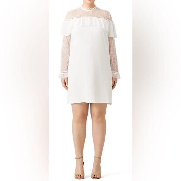 ELOQUII White Ruffled Lace Dress Size 22